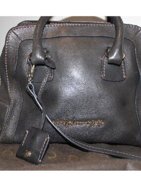 $279 Adolfo Dominguez Leather Satchel Handbag Tote w Lock & Key & Dust Bag